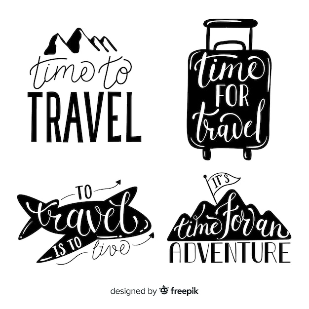 Free vector hand drawn travel lettering badges