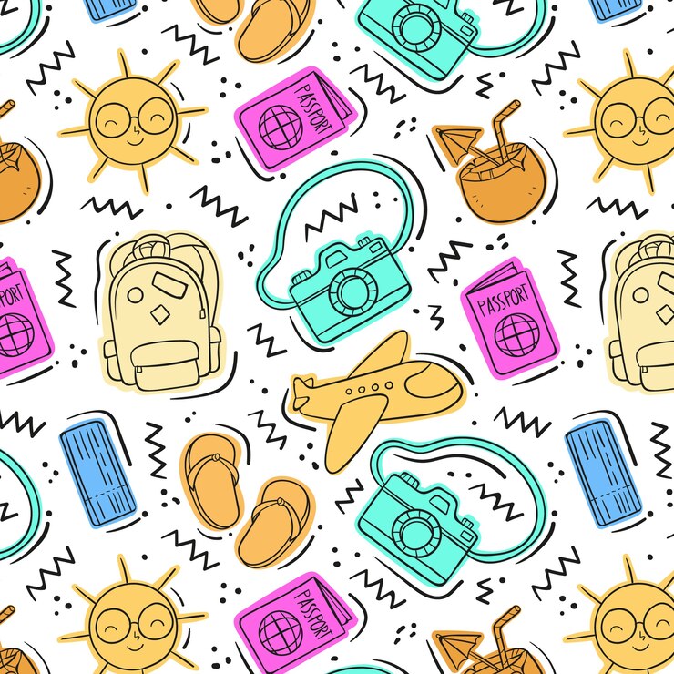 Free Vector hand drawn travel pattern design