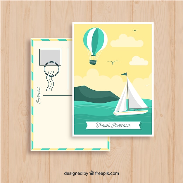 Free vector hand drawn travel postcard template