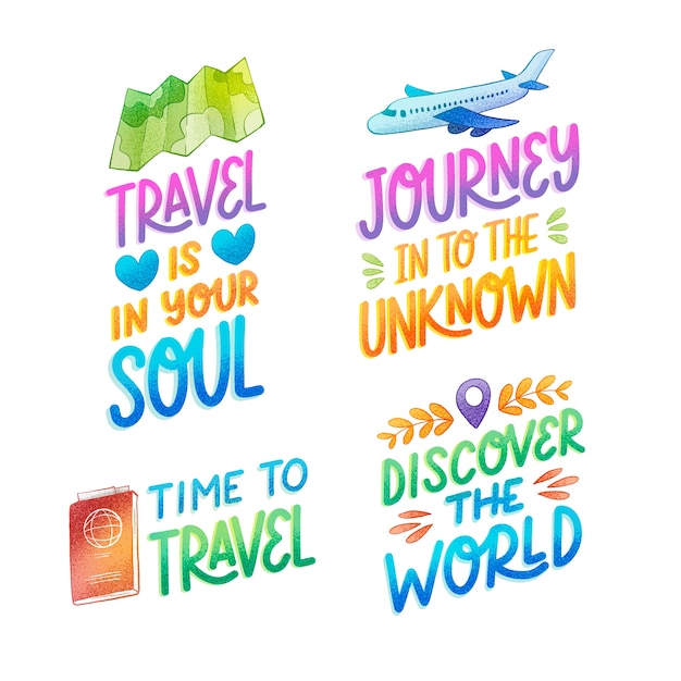 Бесплатное векторное изображение Нарисованные от руки цитаты о путешествиях