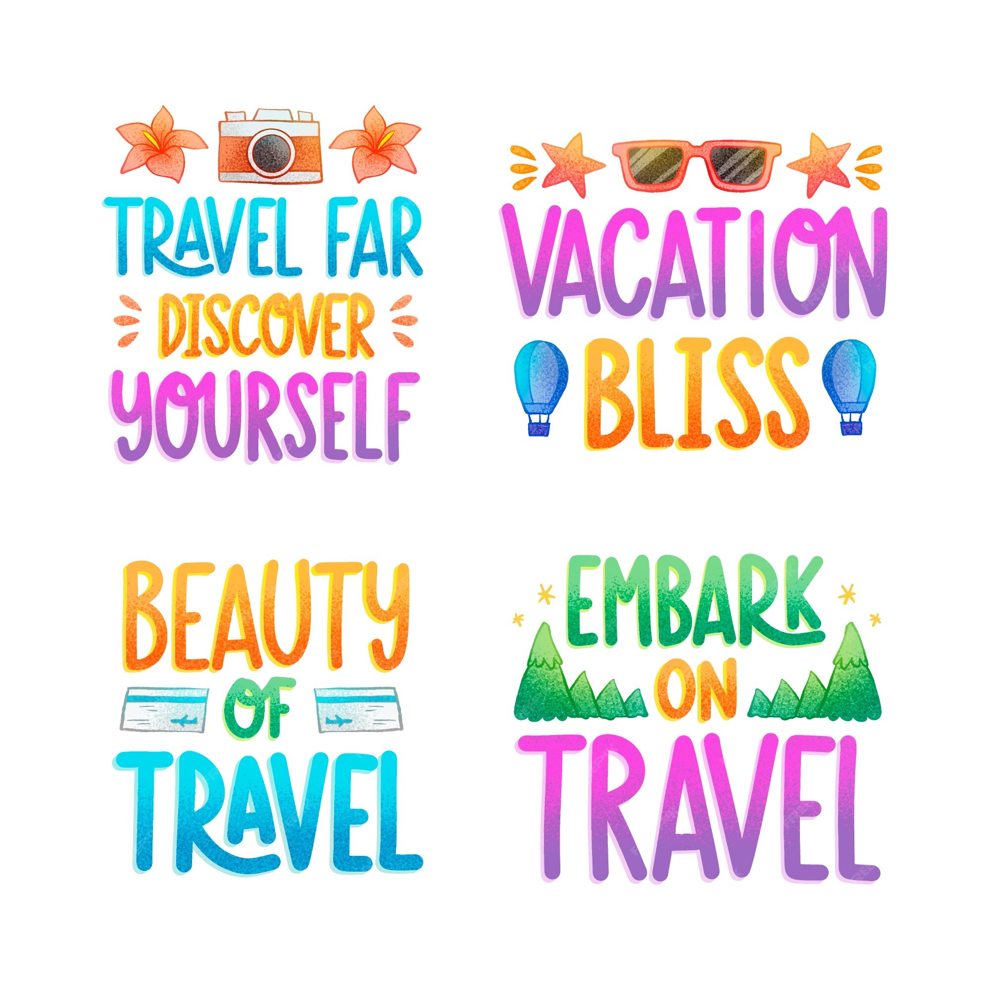 Free Vector | Hand Drawn Travel Quotes Lettering