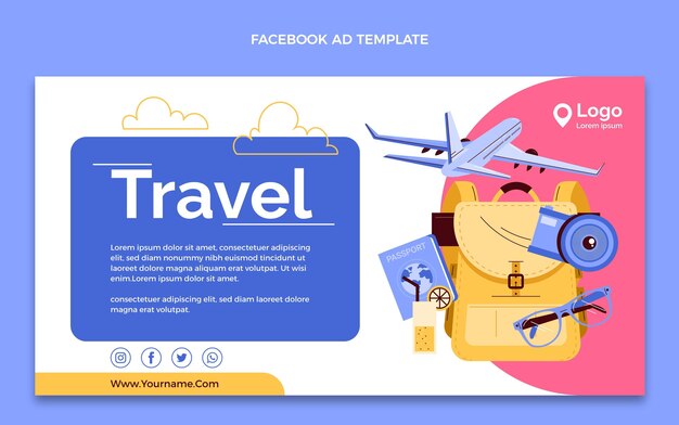 hand drawn travel social media promo template
