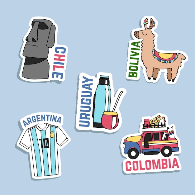 Free vector hand drawn travel sticker collection