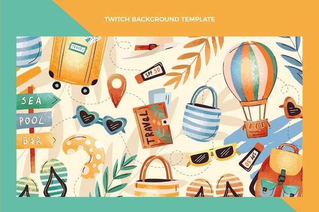 Free Vector | Hand drawn travel twitch background
