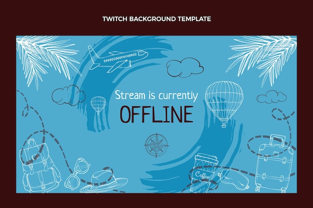 Free vector hand drawn travel twitch background