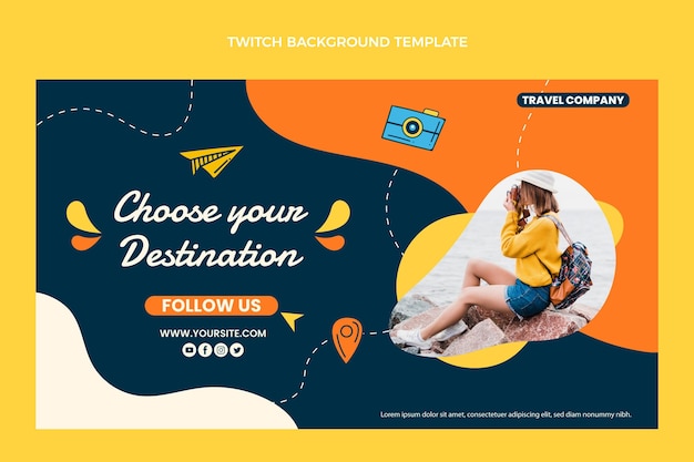 Free vector hand drawn travel twitch background