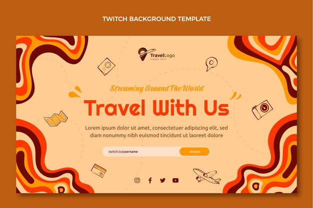 Free vector hand drawn travel twitch background