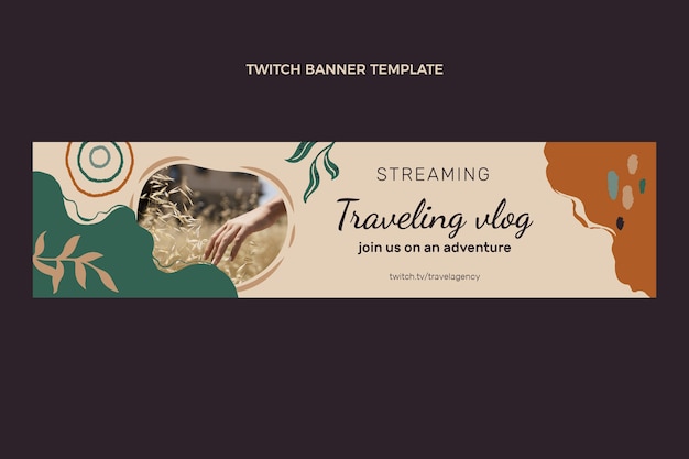 Free vector hand drawn travel twitch banner template