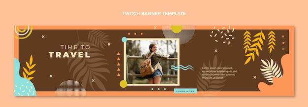 Free vector hand drawn travel twitch banner