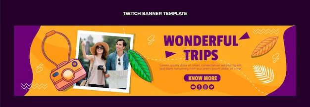 Hand drawn travel twitch banner