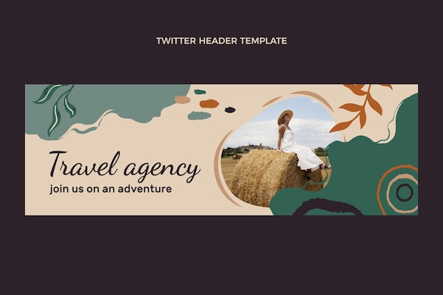 Hand drawn travel twitter header template