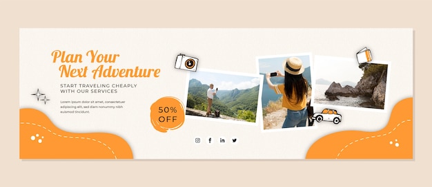 hand drawn travel twitter header template