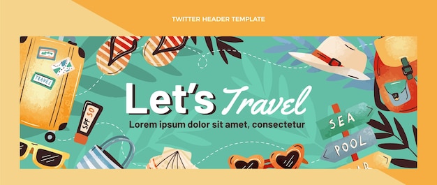 Vettore gratuito intestazione twitter di viaggio disegnata a mano