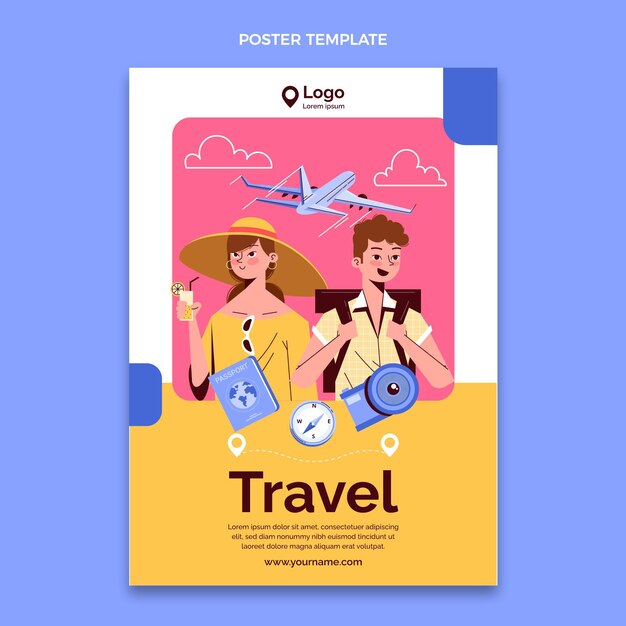 hand drawn travel vertical poster template