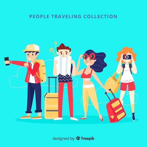 Free vector hand drawn traveller collection