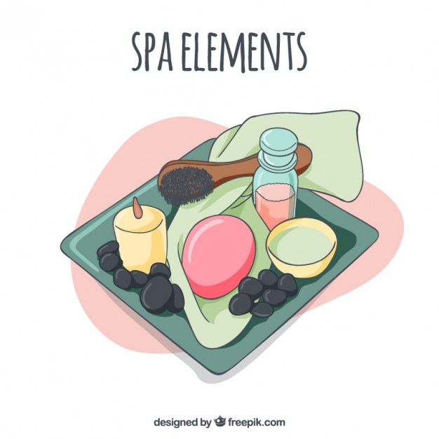 Hand drawn tray with spa elements