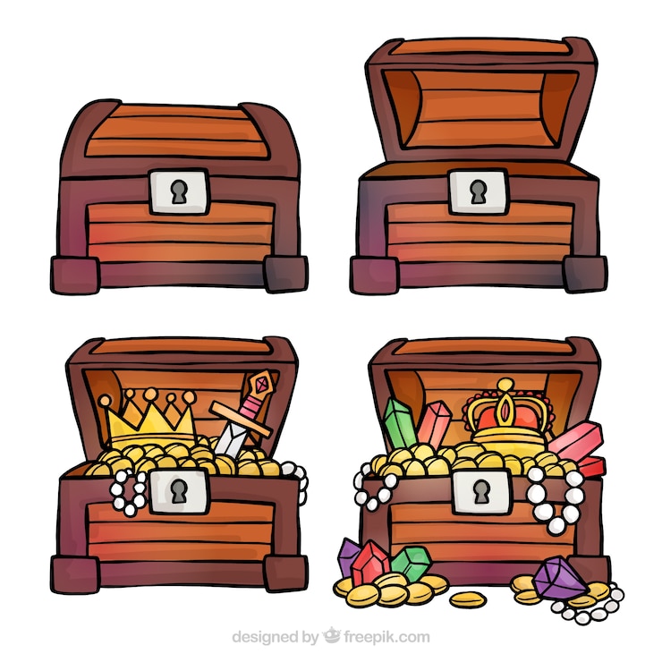 無料Vector 手描きの宝箱コレクション