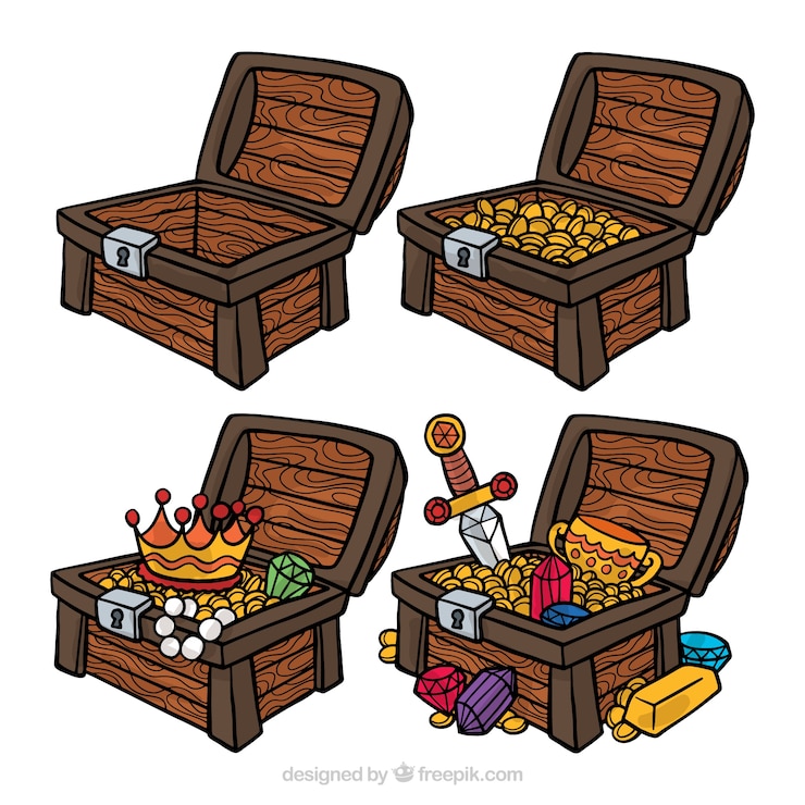 Free Vector hand drawn treasure box collection