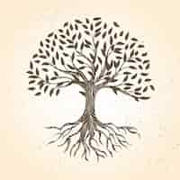 Free vector hand drawn tree life in brown shades