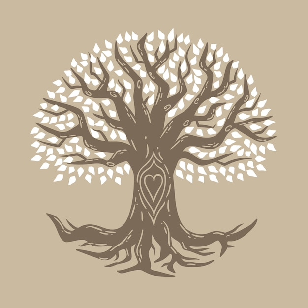 손으로 그린 된 나무 생활 상징