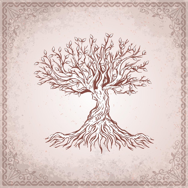 Free vector hand drawn tree life