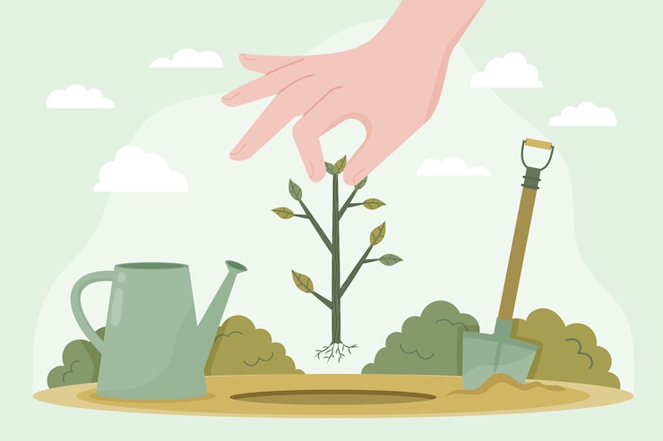 Free Vector hand drawn tree planting illustration