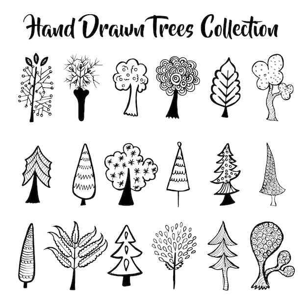 Hand drawn trees collection