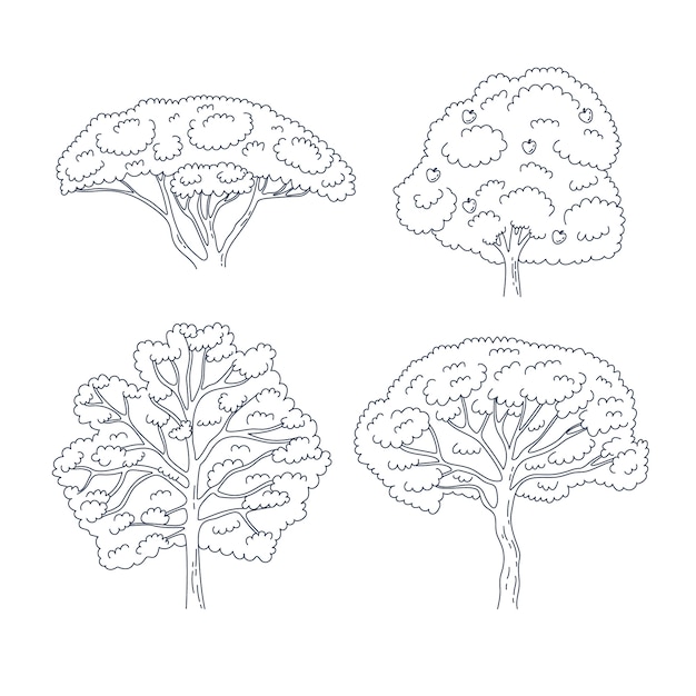 Vettore gratuito illustrazione di alberi disegnati a mano