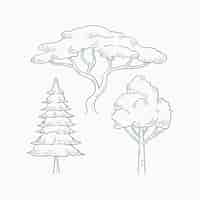 Free vector hand drawn trees outline illustration