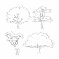 Vettore gratuito illustrazione del profilo degli alberi disegnati a mano