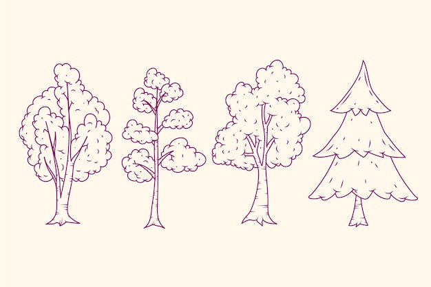 Free vector hand drawn trees outline illustration