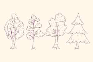 Free vector hand drawn trees outline illustration