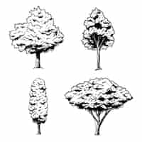 Vettore gratuito illustrazione del profilo degli alberi disegnati a mano