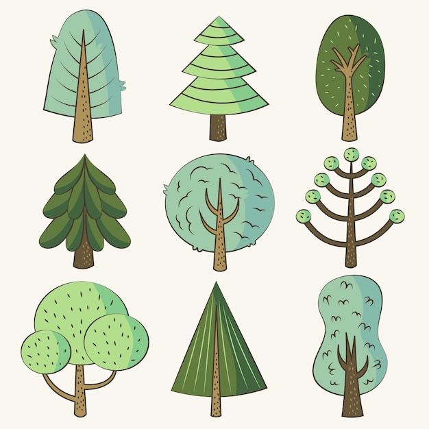 Hand drawn trees pack