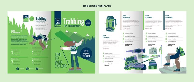 Hand drawn trekking brochure template