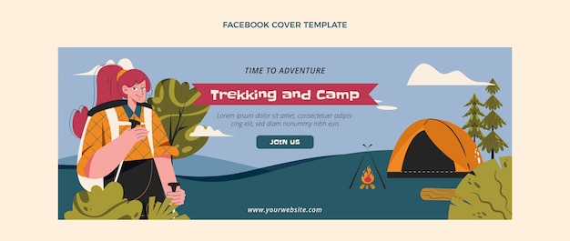 Free vector hand drawn trekking facebook cover