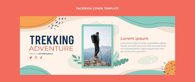 Vettore gratuito copertina facebook trekking disegnata a mano