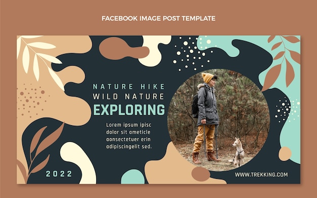 Free vector hand drawn trekking facebook post