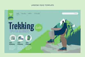 Free vector hand drawn trekking landing page template