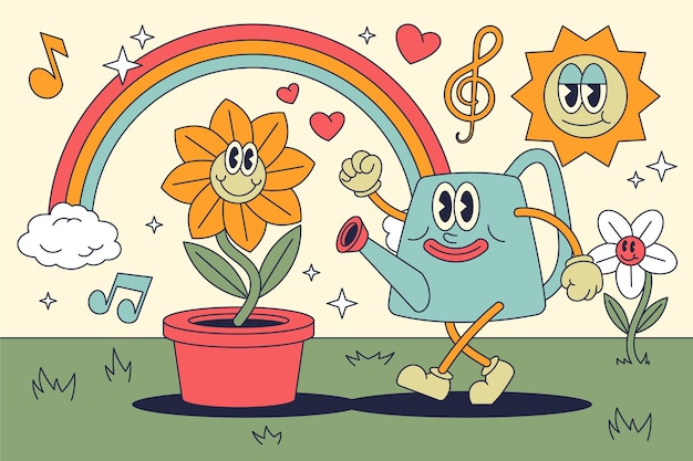 Free Vector hand drawn trendy cartoon background
