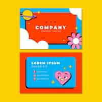 Free vector hand drawn trendy cartoon business card with tagline