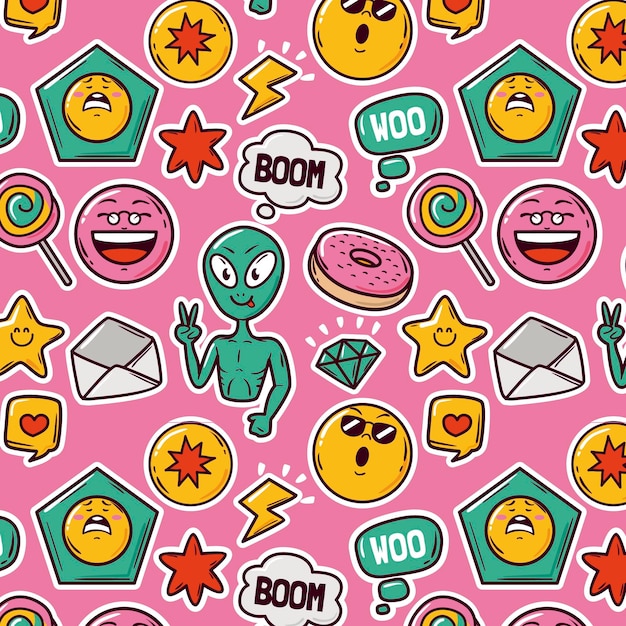 Free vector hand drawn trendy cartoon pattern design