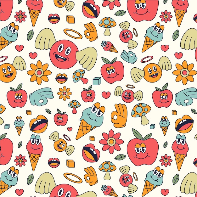 Hand drawn trendy cartoon pattern