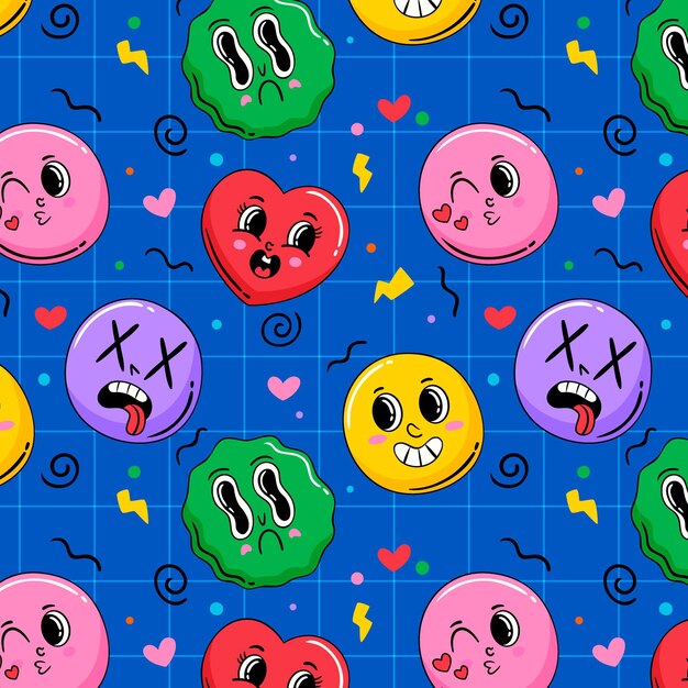 Hand drawn trendy cartoon pattern