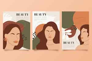 Free vector hand drawn trendy fashion portraits cover collection