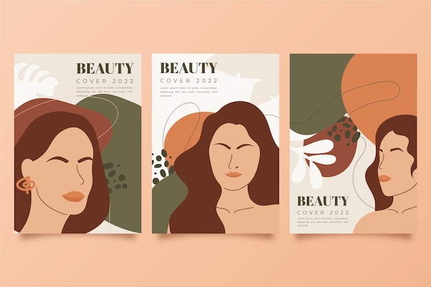 hand drawn trendy fashion portraits cover collection