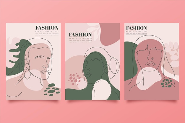 Hand drawn trendy fashion portraits cover collection