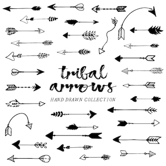 Hand drawn tribal arrows collection