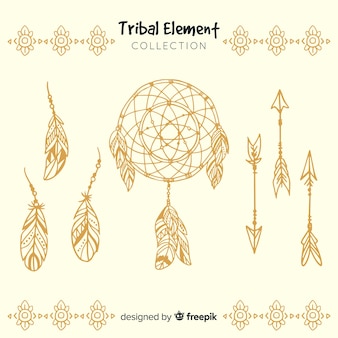 Collezione di elementi tribali disegnati a mano