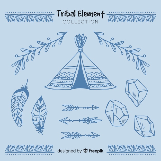 Free vector hand drawn tribal element collection